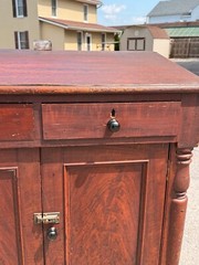 Antique paint decorated primitive country store cabinet cupboard podium folky