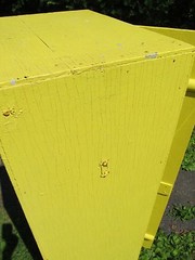 Vintage Antique Wooden Yellow Painted Cabinet Pantry – Old Kitchen Collectible