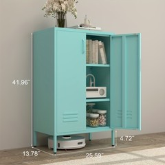 Blue Metal Locker Cabinet With Doors For Living Room Kitchen Office