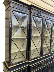 65944 Oriental KEN HILL Furniture Breakfront China Cabinet Curio with DESK
