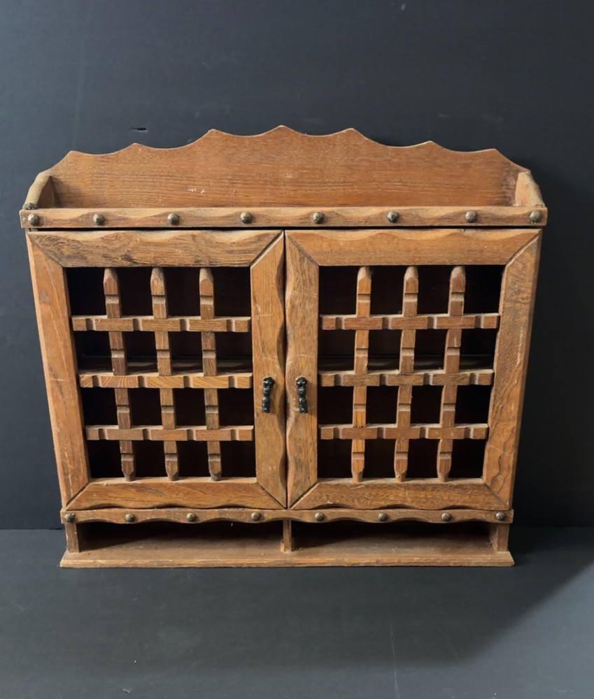 Vintage 1960s Wooden Spice Cabinet Apothecary 16″x15″ Wall Mounted