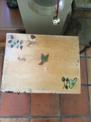 Antique Hand painted Footed Medicine Cabinet 26” T