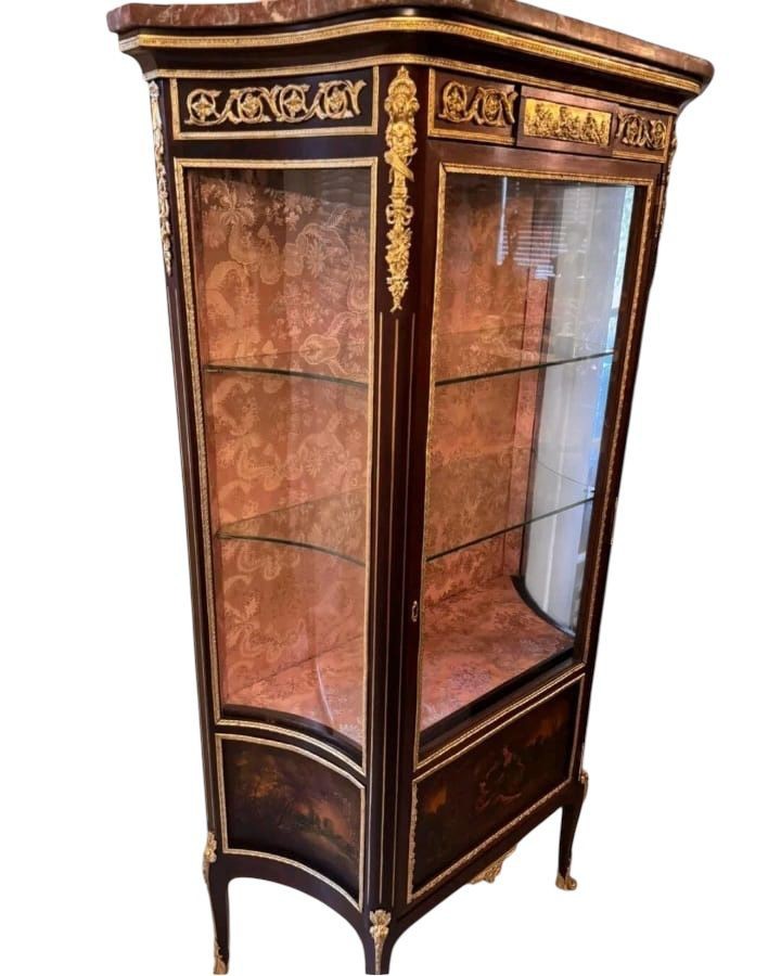 A Fine 19th Century French Vernis Martin Bronze Mounted Vitrine.francois L Style