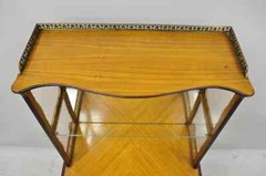 Antique French Louis XV Style Petite Curio Etagere with Satinwood Inlay & Mirror