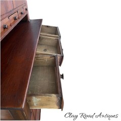 Antique Sheraton Dutch cupboard step back raised panel 8 drawers country farm