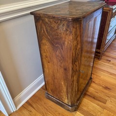 French Philippe 19th C. Burl Walnut Marquetry Cabinet w/ Key Antique