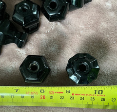 18 Vintage antique BLACK GLASS 1.25” Cabinet/door KNOBS