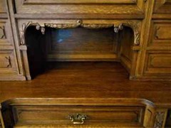 Antique French Renaissance Ornate Carved Oak Botanical Cabinet Cupboard