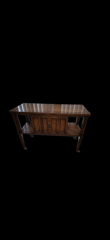 Mid Century Modern Bar Cart Cabinet Server Expanding Top Storage Rolling MCM