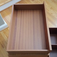 Vintage Teak Cabinet Made in Denmark Three Drawers Sculpted Pulls Lovely Design!