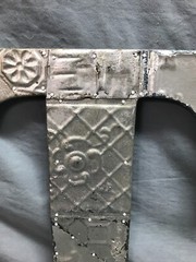Decorative Salvage Tin Ceiling 16″ Patchwork Silver Metal VTG Letter T 216-25B