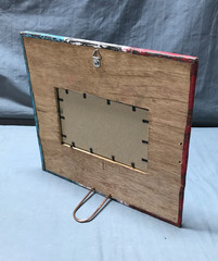 VTG Shabby 11″ Sq. Photo 4×6 Tin Ceiling Metal Picture Frame Old 1700-25B