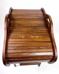 Beautiful Vintage Mid Century Modern Danish Tambour Roll Top Sewing Cabinet