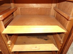 Antique 70″ Tall Double Oak Tambour Doors File Cabinet w 21 Drawers & Keys
