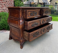 Antique French Chest of Drawers Commode Bombe Carved Walnut Louis XV 19th C