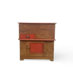 Antique Primitive Pine Farmhouse Cabinet Painted Country Cupboard Washstand