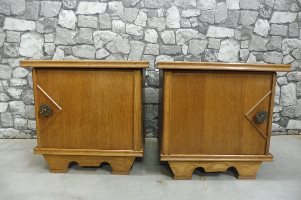 Wooden Mid Century Vintage Bedside Cabinets pair Bedside Table Restored