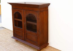 Antique Colonial Lift-Top Glass Malabar Cabinet