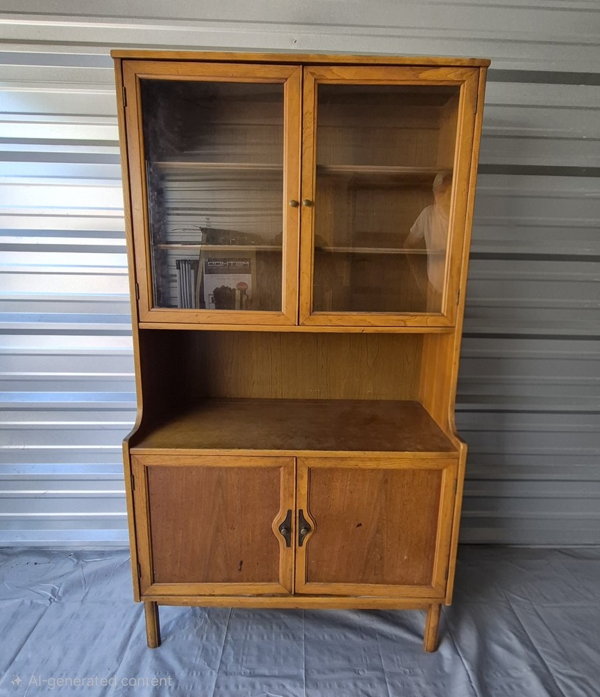 Shaker Style Hutch mcm mid century Classic Lines Vintage Maple Finish