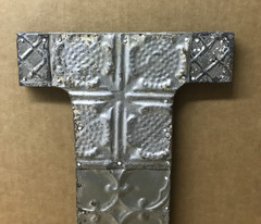 Decorative Salvaged Tin Ceiling 16″ Patchwork Shabby Silver Letter I Old 227-26B