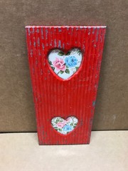 VTG 5×11 Multi Double Heart 3″ Photo Tin Ceiling Metal Picture Frame Old 672-26B