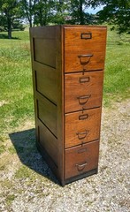 Antique Oak Four Drawer File Cabinet 1920s Lot 2