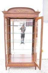 Antique French Louis XVI Style 94″ Curio China Display Cabinet Bookcase w Bronze