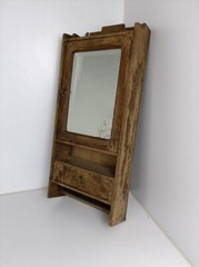 Medicine Apothecary cabinet wall hanging wood beveled glass mirror, antique