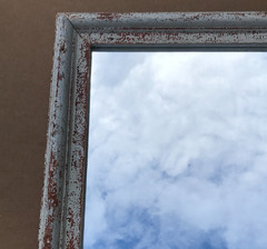 VTG Salvaged 24×37 Shabby White 2-Piece Wood Trim 18×31 Mirror Chic Old 1611-25B