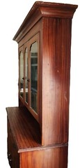 American Stepback CUPBOARD, Hutch, c1875, Ohio, Bold Grain-Painted, 86″t, 56″w