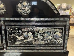 Korean Black Lacquer Mother of Pearl Cabinet Headboard