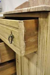 Antique Eastlake Victorian Pink Marble Backsplash Washstand Nightstand Cabinet