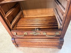Antique Quarter Sawn Oak Tambour Pull out Drawer Filing Cabinet Circa 1900