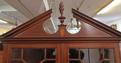 Pair of English Regency Style Mahogany Inlaid Corner Cabinets