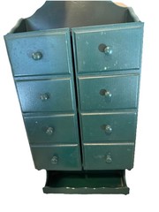 Vintage Primitive Wooden Spice Cabinet Cabby Wall-mount Decor Green