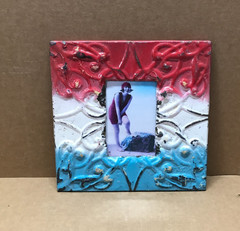 VTG 11″ Sq. Photo 4×6 Tin Ceiling Metal Decorative Picture Frame Old 658-26B