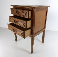Louis XVI style Bedside End Table Cabinet Nightstand Wood Chest of Drawers 3 dra