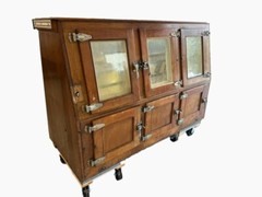 1930s Display case (deli / butcher / pastry). Porcelain and wood. Art Deco