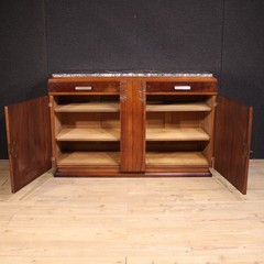 French sideboard Art Deco furniture commode in wood marble top 20th century