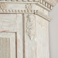 Large 19th Century Swedish Gray Gustavian Pine Corner Cabinet