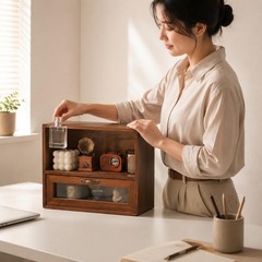Wood Desktop Organizer Vintage and Design Countertop Organizer Versatile
