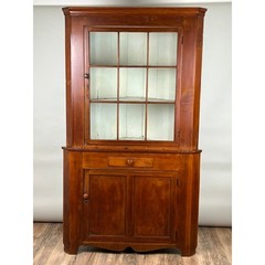 Antique Pennsylvania Nine Panel Glass Door Corner Cupboard c. Early 19th Century