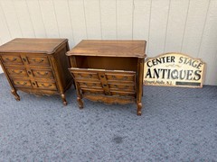 67913 Pair of Vintage Lane Record Album Cabinets with Dividers