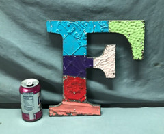 Decorative Salvaged Tin Ceiling 12″ Patchwork Mix Color Letter F Metal 357-25B