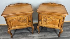 Vintage French Bedside Tables Nightstands Louis XV Style Side Cabinets LOT 3907