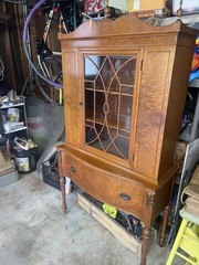 Vintage Jacobean Style China Cabinet Hutch