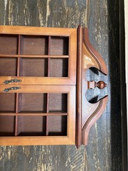 Antique Wall Mounted Wood Display Cabinet with Glass Doors and 4 Shelves