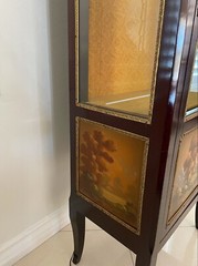 Antique 18th Century Curio Vitrine Wood Cabinet Hand Painted Signed Marina 1893