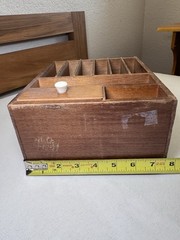 VINTAGE Wooden Desk Office Letter Drawer Box Organizer Wood Knob (10″ Height)