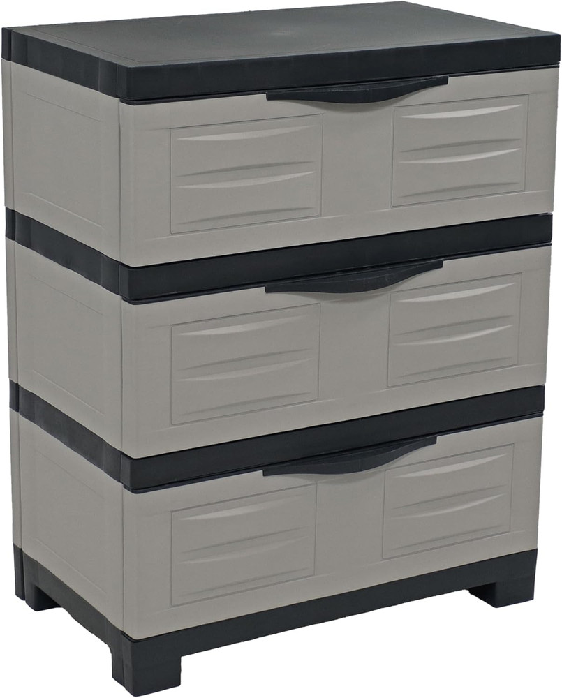 Sunnydaze 29.5″ H 3-Tier Storage Cabinet with Drawers – Resin Storage Drawers Or